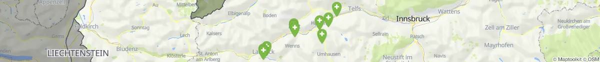 Kartenansicht für Apotheken-Notdienste in der Nähe von Karres (Imst, Tirol)